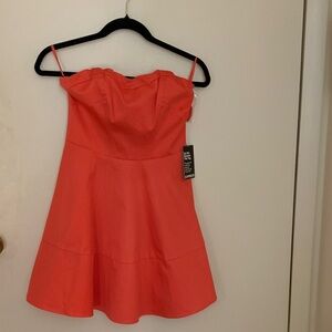 Express Vibrant Coral Mini Dress with or without straps